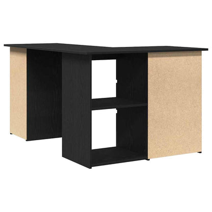 Desk with Drawer Black Oak 145 x 100 x 76 cm Engineered Wood