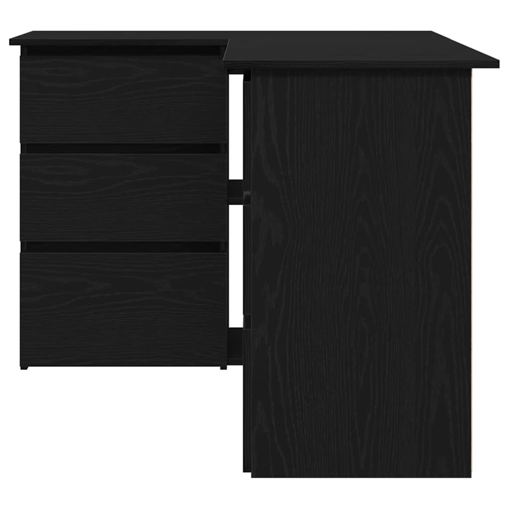 Desk with Drawer Black Oak 145 x 100 x 76 cm Engineered Wood