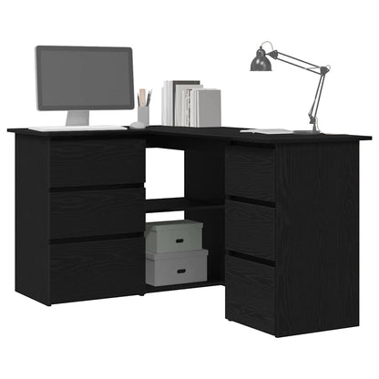 Desk with Drawer Black Oak 145 x 100 x 76 cm Engineered Wood