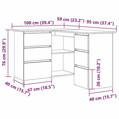 Desk Black Oak Engineered Wood 145 x 100 x 76 cm