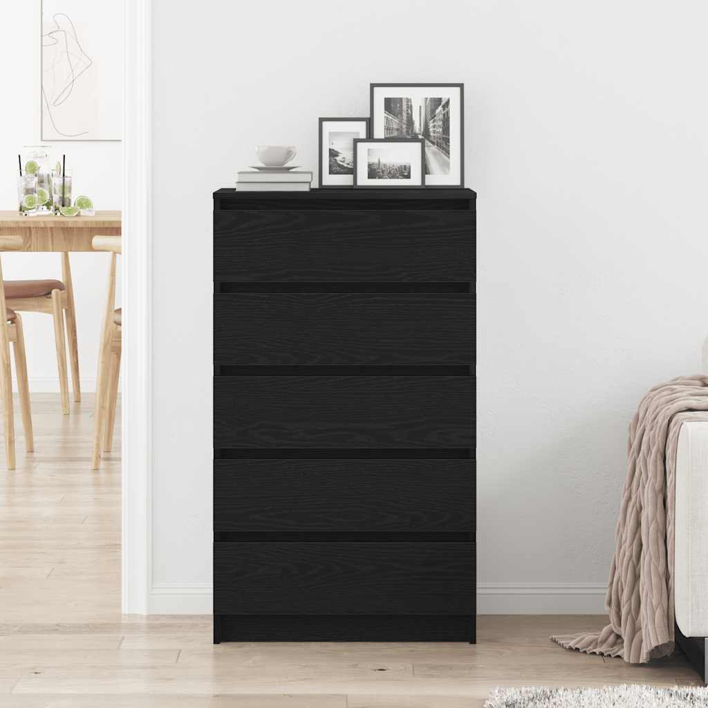 Drawer Cabinet Black Oak 60x36x103 cm Engineered Wood