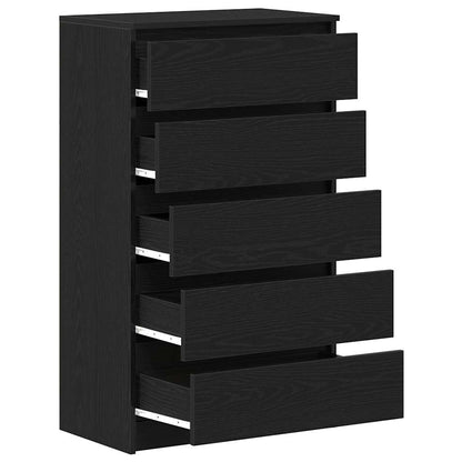Drawer Cabinet Black Oak 60x36x103 cm Engineered Wood