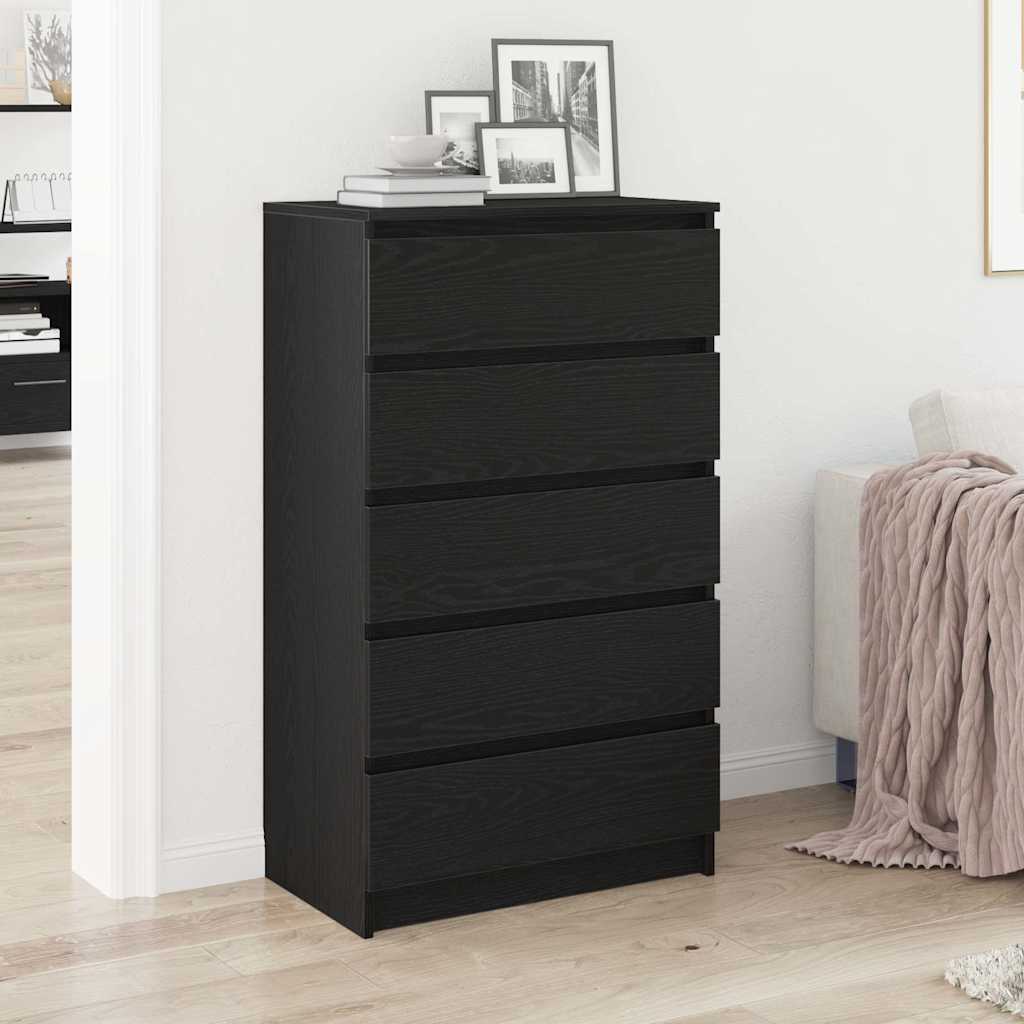 Drawer Cabinet Black Oak 60x36x103 cm Engineered Wood