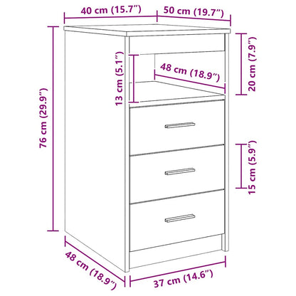 Drawer Cabinet Black Oak 40x50x76 cm Engineered Wood