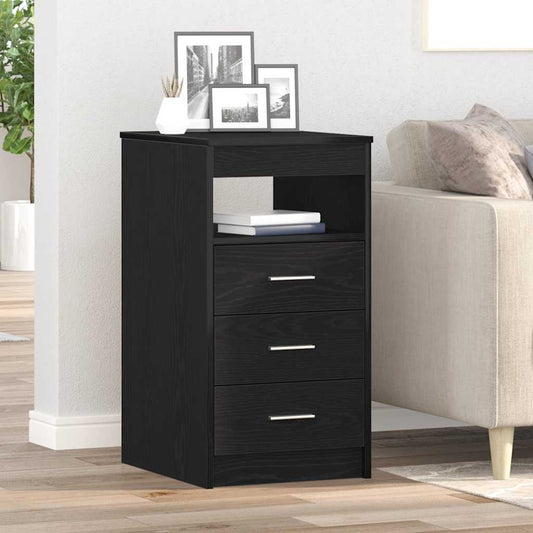 Drawer Cabinet Black Oak 40x50x76 cm Engineered Wood