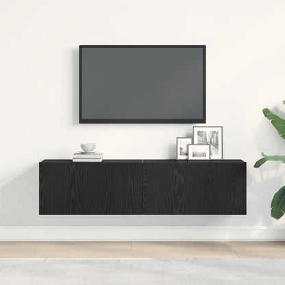 TV Cabinet Black Oak 120x30x30.5 cm Engineered Wood