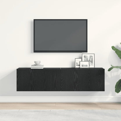TV Cabinet Black Oak 120x30x30,5 cm Engineered Wood