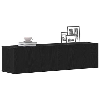 TV Cabinet Black Oak 120x30x30.5 cm Engineered Wood