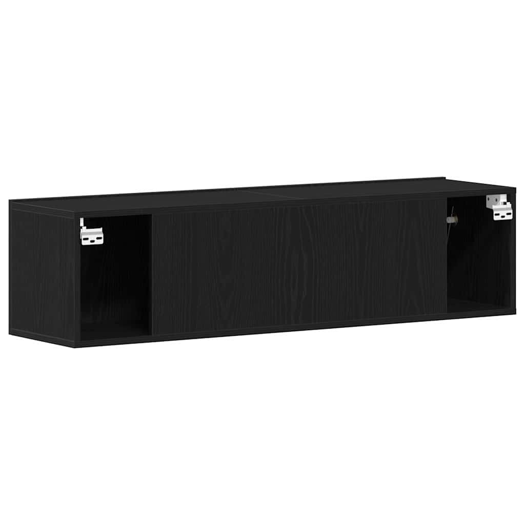 TV Cabinet Black Oak 120x30x30.5 cm Engineered Wood