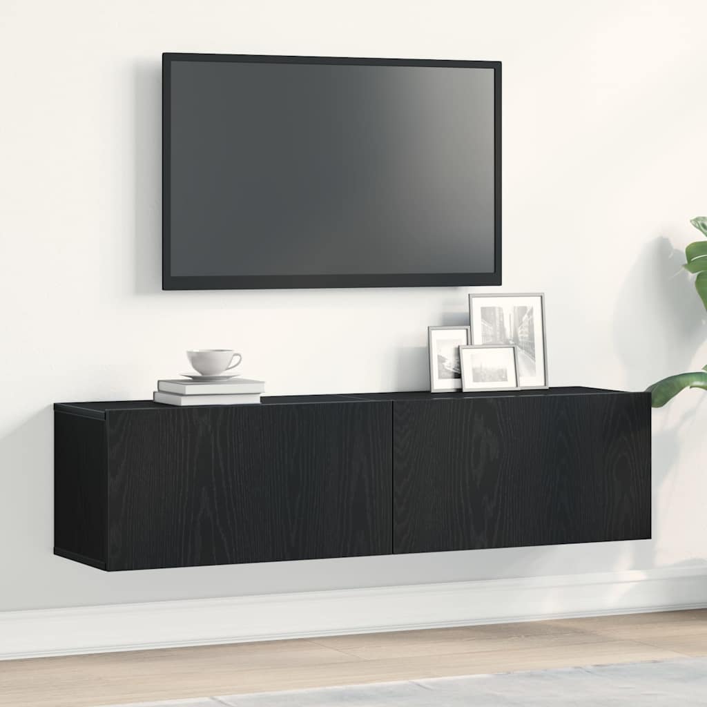 TV Cabinet Black Oak 120x30x30,5 cm Engineered Wood