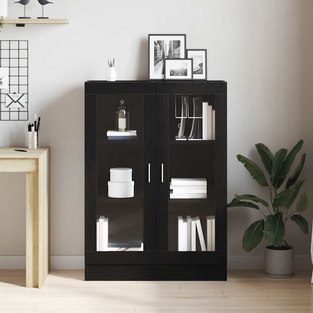 Book Cabinet Black Oak 82,5x30,5x115 cm Engineered Wood