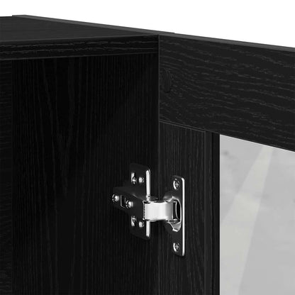 Book Cabinet Black Oak 82,5x30,5x115 cm Engineered Wood