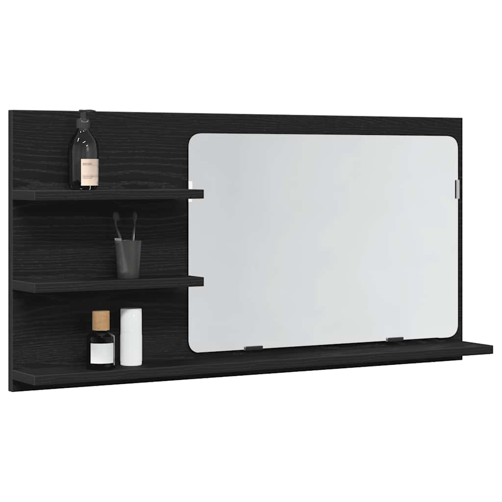 Bathroom Mirror Cabinet Black Oak 90x11x45 cm Engineered Wood