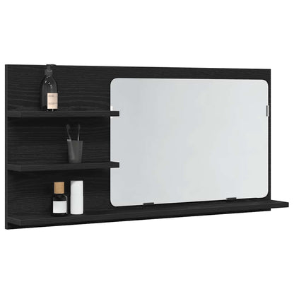 Bathroom Mirror Cabinet Black Oak 90x11x45 cm Engineered Wood