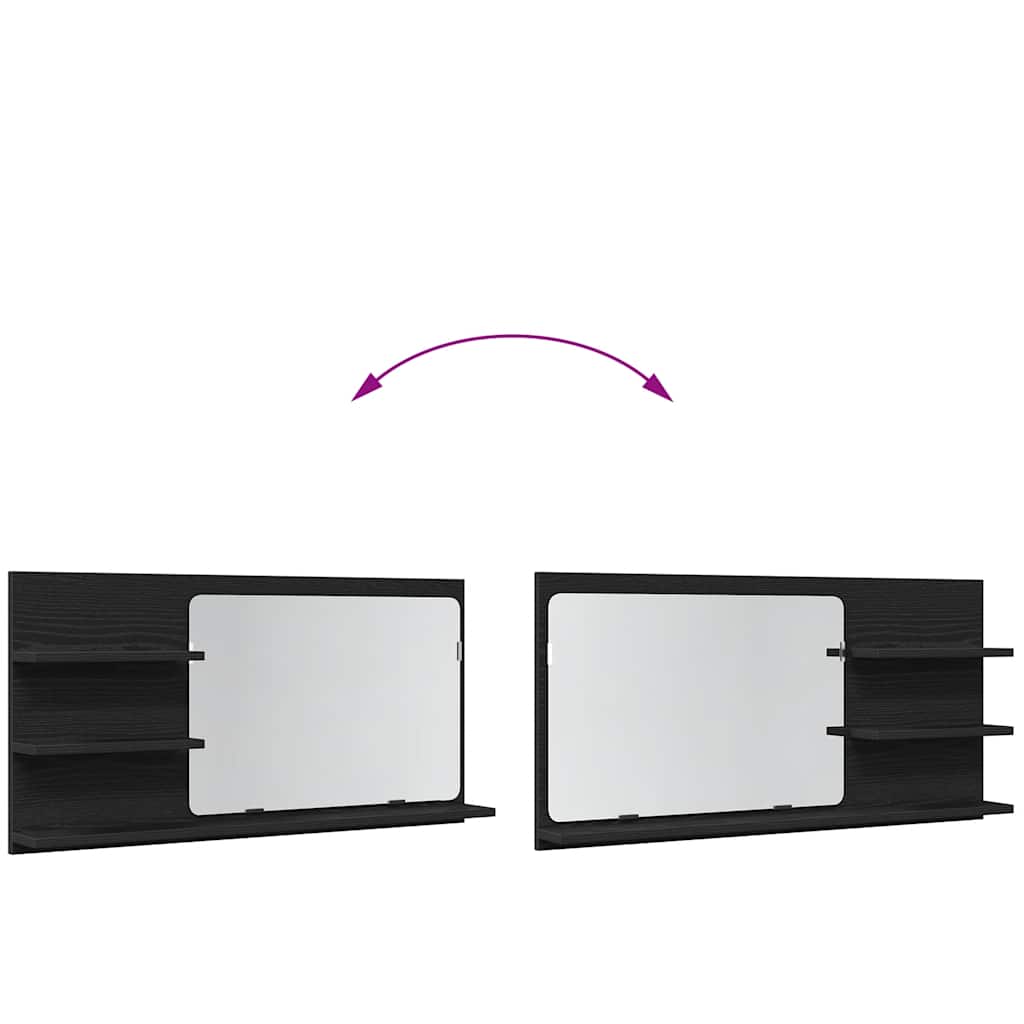 Bathroom Mirror Cabinet Black Oak 90x11x45 cm Engineered Wood