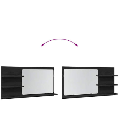 Bathroom Mirror Cabinet Black Oak 90x11x45 cm Engineered Wood