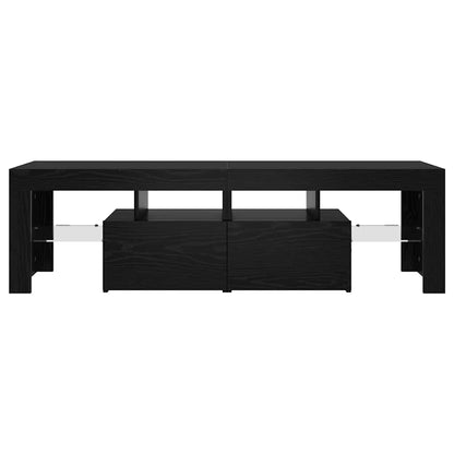 TV Cabinet with LED Lights Black Oak 140x36.5x40 cm Engineered Wood