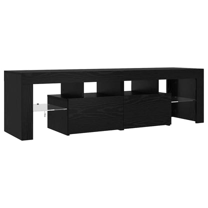 TV Cabinet with LED Lights Black Oak 140x36.5x40 cm Engineered Wood