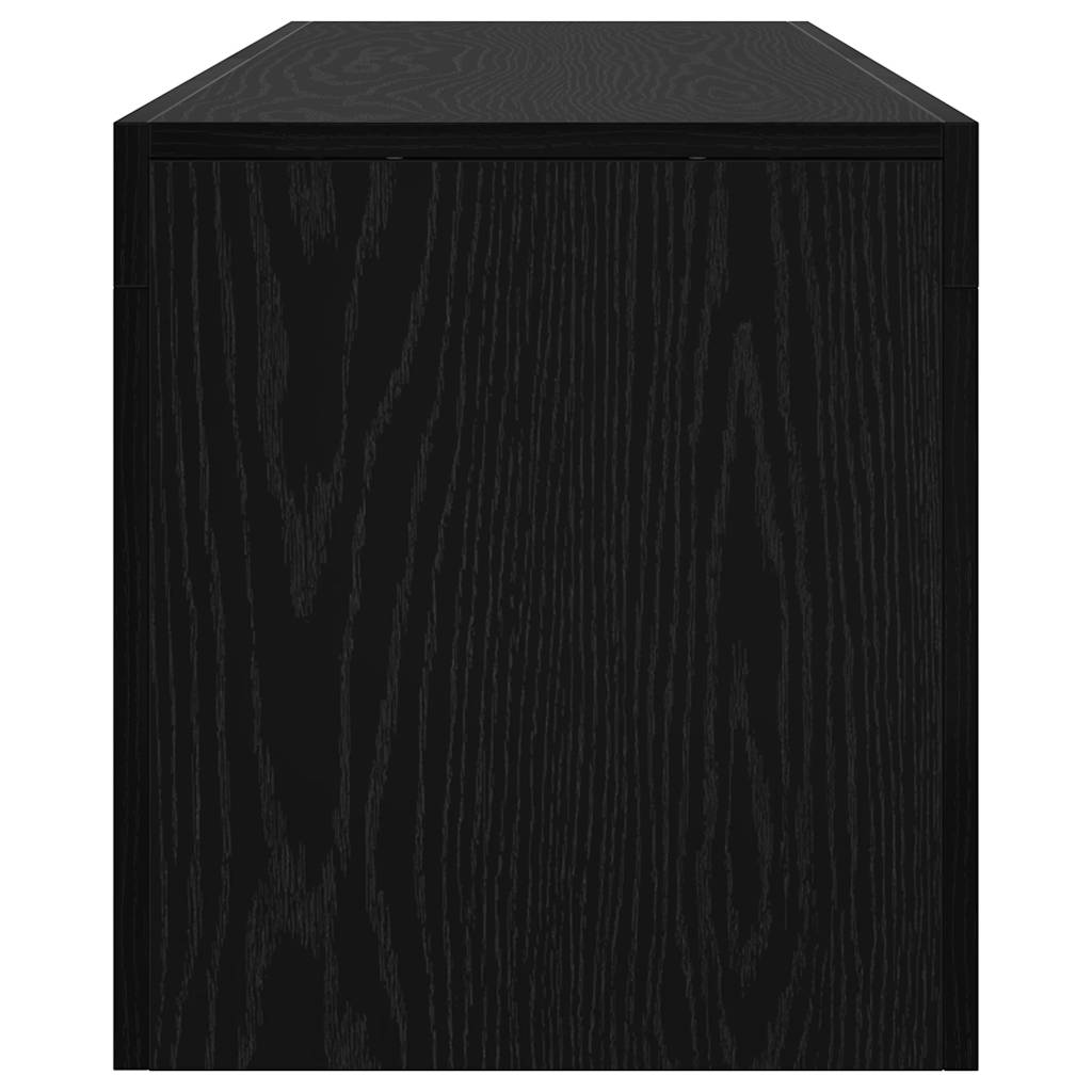 TV Cabinet with LED Lights Black Oak 140x36.5x40 cm Engineered Wood