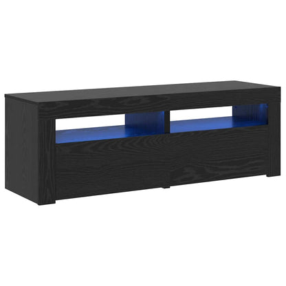 TV Cabinet with LED Lights Black Oak 120x35x40 cm Engineered Wood