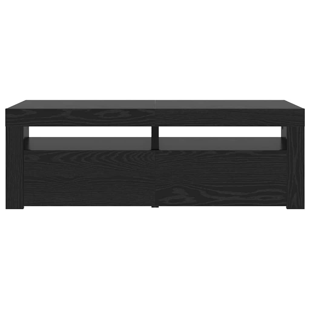 TV Cabinet with LED Lights Black Oak 120x35x40 cm Engineered Wood