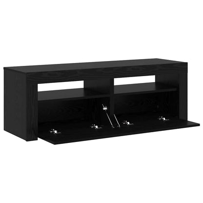 TV Cabinet with LED Lights Black Oak 120x35x40 cm Engineered Wood