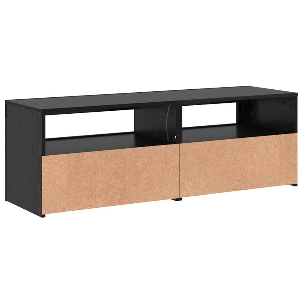 TV Cabinet with LED Lights Black Oak 120x35x40 cm Engineered Wood