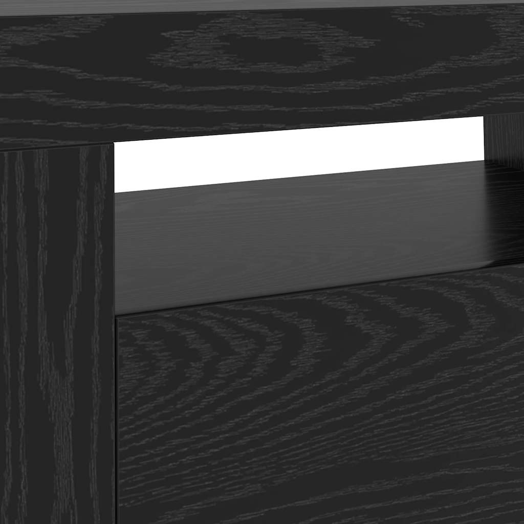 TV Cabinet with LED Lights Black Oak 120x35x40 cm Engineered Wood