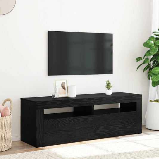 TV Cabinet with LED Lights Black Oak 120x35x40 cm