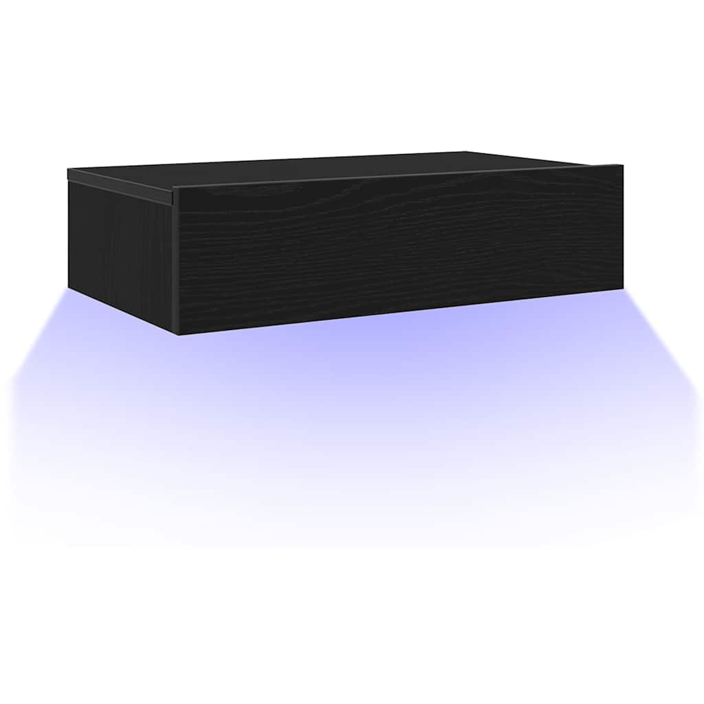 TV Cabinet with LED Lights Black Oak 60x35x15.5 cm