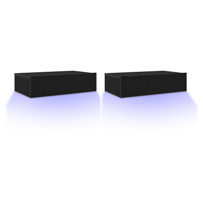 TV Cabinets with LED Lights 2 pcs Black Oak 60x35x15,5 cm
