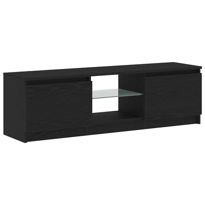 TV Cabinet with LED Lights Black Oak 120x30x36 cm