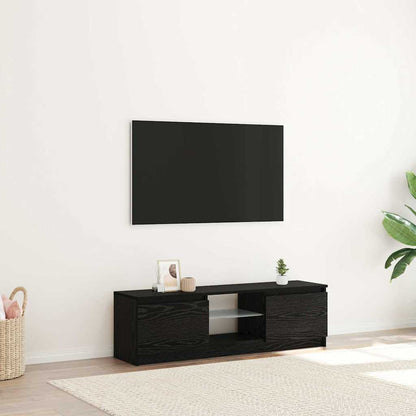 TV Cabinet with LED Lights Black Oak 120x30x36 cm Engineered Wood