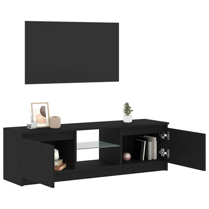TV Cabinet with LED Lights Black Oak 120x30x36 cm Engineered Wood