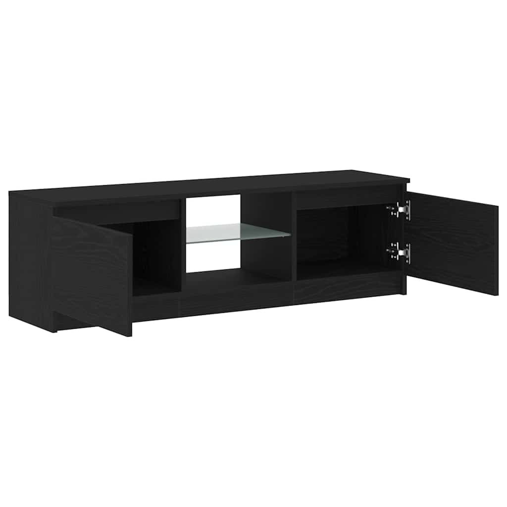 TV Cabinet with LED Lights Black Oak 120x30x36 cm