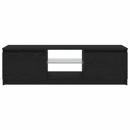 TV Cabinet with LED Lights Black Oak 120x30x36 cm