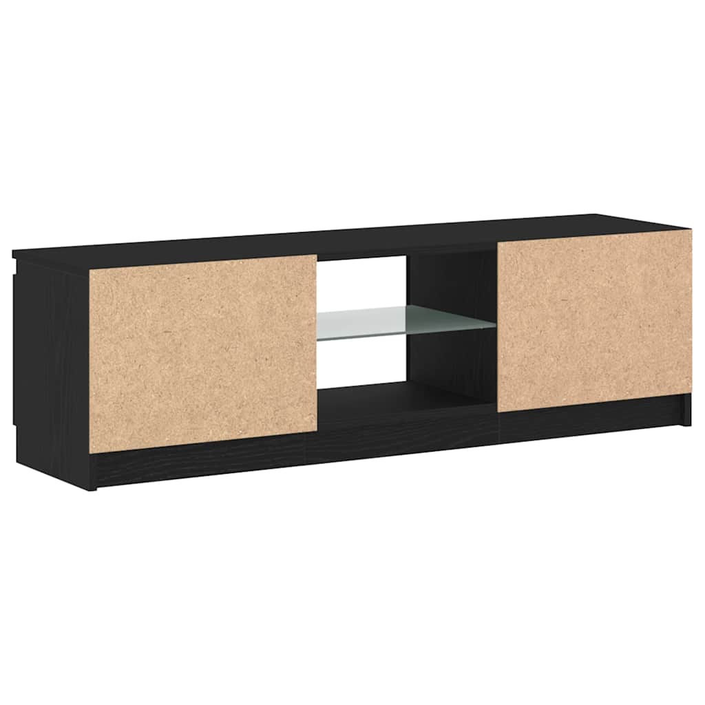 TV Cabinet with LED Lights Black Oak 120x30x36 cm