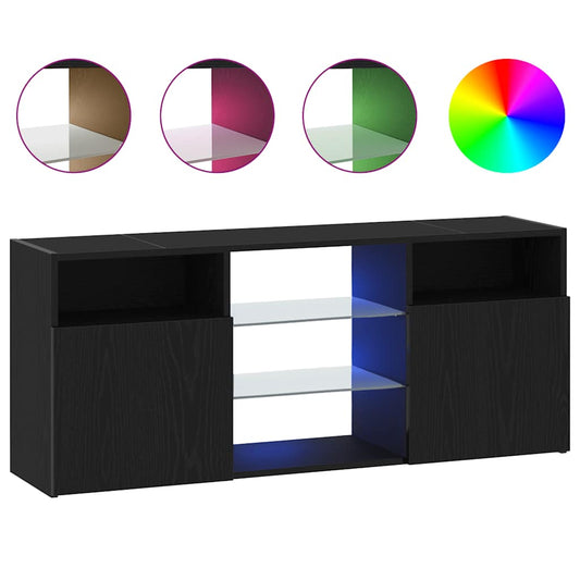 TV Cabinet with LED Lights Black Oak 120x30x50 cm