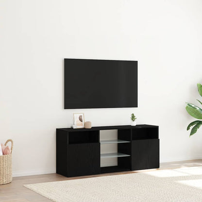 TV Cabinet with LED Lights Black Oak 120x30x50 cm