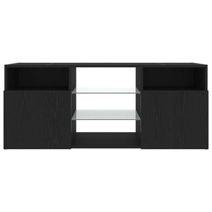 TV Cabinet with LED Lights Black Oak 120x30x50 cm Engineered Wood