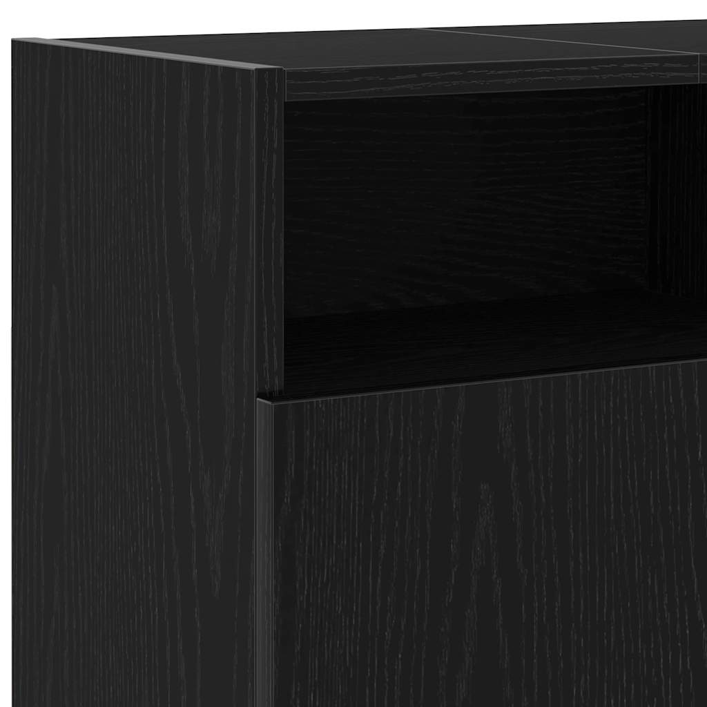 TV Cabinet with LED Lights Black Oak 120x30x50 cm