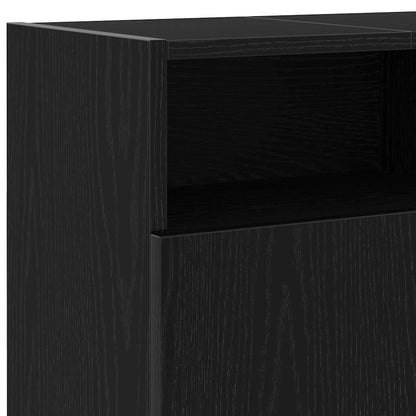 TV Cabinet with LED Lights Black Oak 120x30x50 cm Engineered Wood