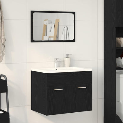 2 Piece Bathroom Furniture Set Black Oak Engineered Wood