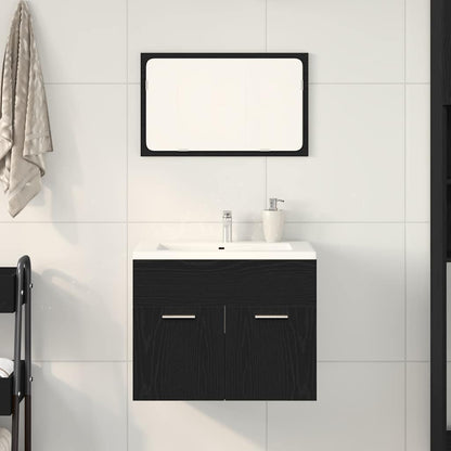 2 Piece Bathroom Furniture Set Black Oak Engineered Wood