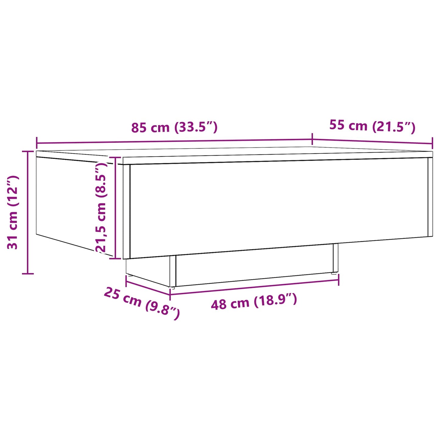 Coffee Table Black Oak 85 x 55 x 31 cm