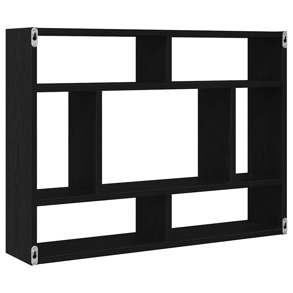 Wall Shelf Black Oak 75x16x55 cm Engineered Wood