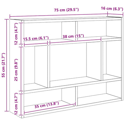 Wall Shelf Black Oak 75x16x55 cm Engineered Wood