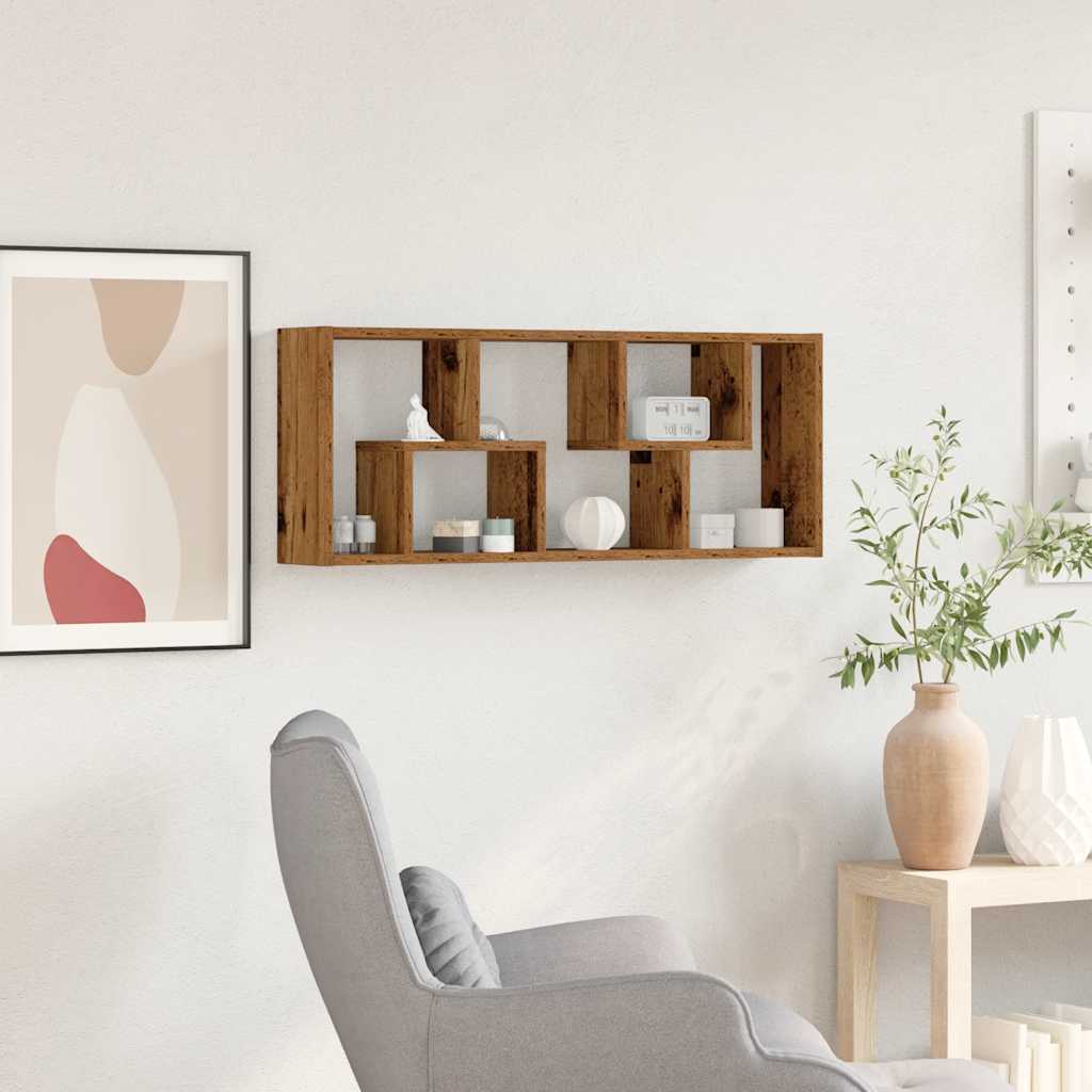 Wall Shelf Old Wood 36x16x90 cm Engineered Wood