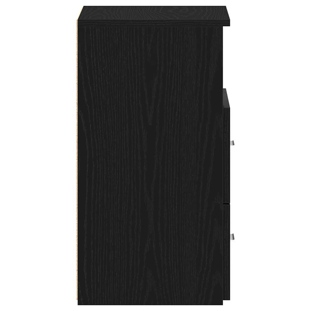 Nightstand with Drawer Black Oak 50 x 32 x 60cm Engineered Wood