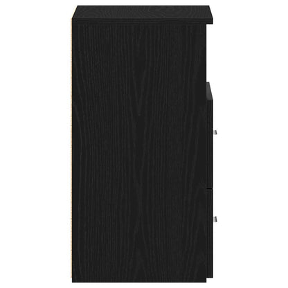 Nightstand with Drawer Black Oak 50 x 32 x 60cm Engineered Wood